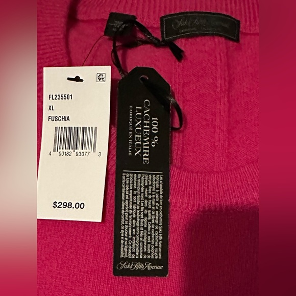 BRAND NEW WITH TAGS WOMENS CASHMERE CREW NECK SWEATER IN FUCHSIA COLOR SIZE XL. - Picture 8 of 8